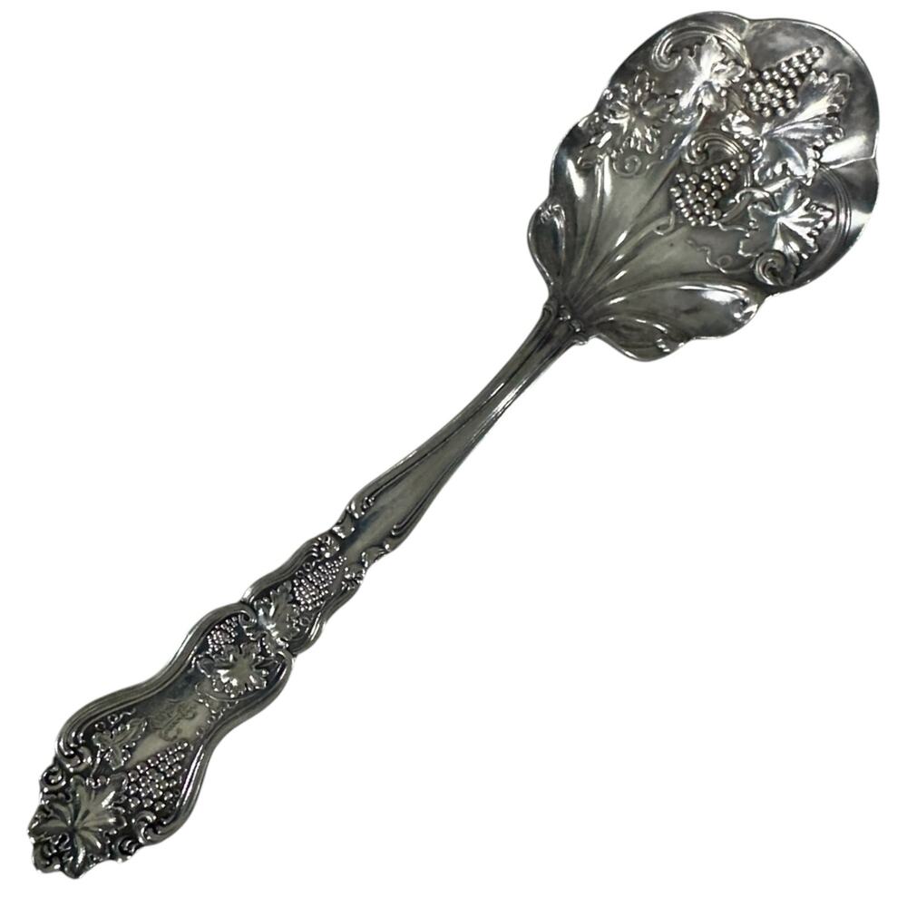 Antique International MOSELLE Silverplate Vintage Grapes Shell Serving Spoon 9"